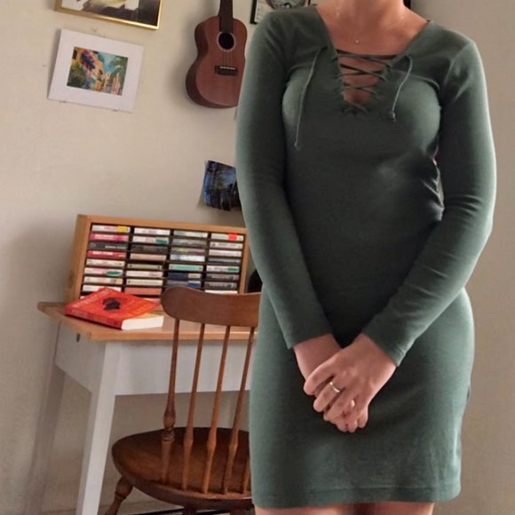 Muted Green Bodycon H&M Dress - Picture 3 of 3